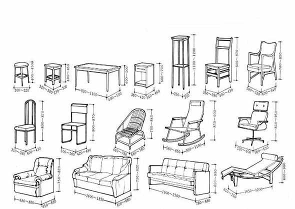 庭院各类家具常规尺寸参照表