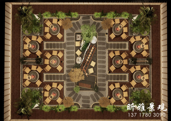 花园式餐厅设计|庭院式饭店设计图